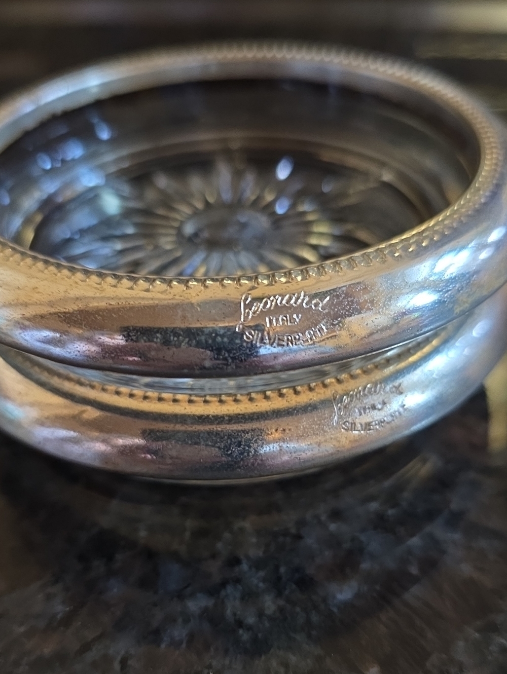 Leonard Italy Silverplate Coasters - Set of 2